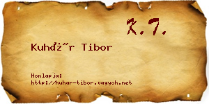 Kuhár Tibor névjegykártya